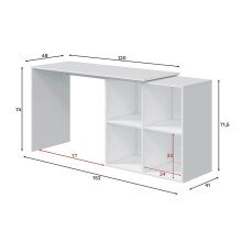 Regal-Schreibtisch >WS Armony< Eckschreibtisch, 4 Fächer, in Artik Weiß - 152x74x49 (BxHxT)