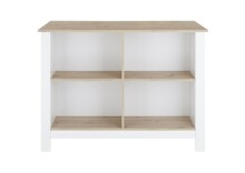 Kochinsel >Sugar< 4 Fächer, Weiß / Artisan Eiche Dekor - 124x90x75 (BxHxT)