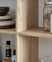 Kochinsel >Sugar< 4 Fächer, Weiß / Artisan Eiche Dekor - 124x90x75 (BxHxT)