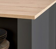 Kochinsel >Sugar< 4 Fächer, Anthrazit / Artisan Eiche Dekor - 124x90x75 (BxHxT)