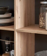 Kochinsel >Sugar< 4 Fächer, Anthrazit / Artisan Eiche Dekor - 124x90x75 (BxHxT)