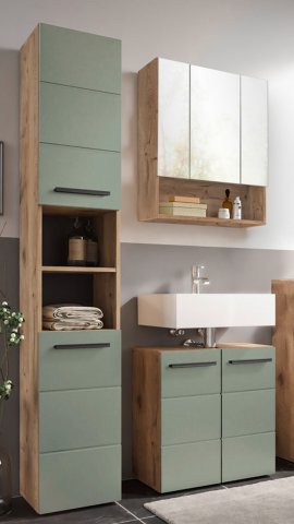 Badezimmer-Set >Vista< (3-tlg.) in Viking Oak / Schilfgrün - 120x190x31 (BxHxT)