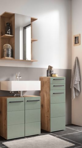 Badezimmer-Set >Vista< (3-tlg.) in Viking Oak / Schilfgrün - 115x190x31 (BxHxT)
