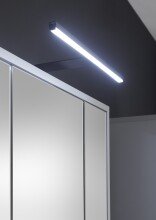 Badezimmerspiegelschrank >Tunis< LED, 3 Türen, grau matt / sonoma eiche - 65x65x16 (BxHxT)