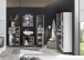 Badezimmerspiegelschrank >Tunis< LED, 3 Türen, grau matt / sonoma eiche - 65x65x16 (BxHxT)
