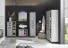 Badezimmerspiegelschrank >Tunis< LED, 3 Türen, grau matt / sonoma eiche - 65x65x16 (BxHxT)