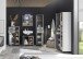 Badezimmerspiegelschrank >Tunis< LED, 3 Türen, grau matt / sonoma eiche - 65x65x16 (BxHxT)