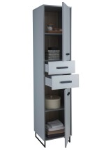 Hochschrank >Tunis< 2 Türen, 2 Schübe, grau matt / sonoma eiche - 42x185x38cm (BxHxT)
