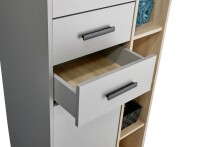 Hochschrank >Tunis< 2 Türen, 2 Schübe, grau matt / sonoma eiche - 65x185x38cm (BxHxT)