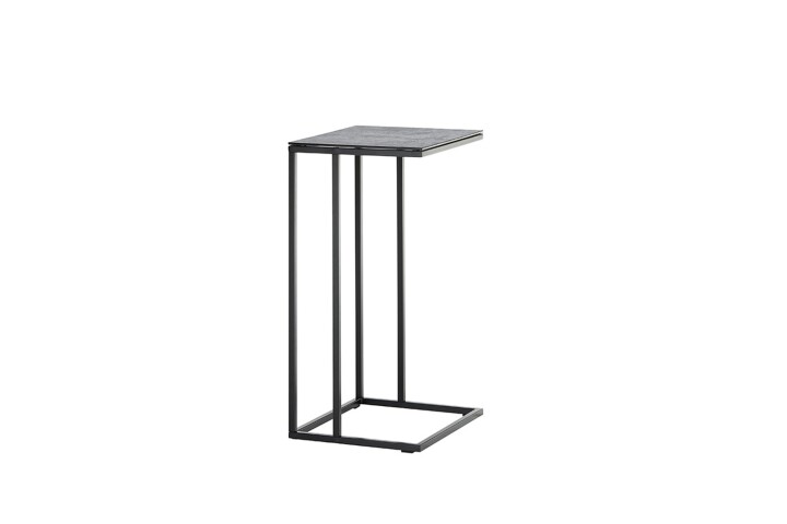 Beistelltisch >FARGO< in grau / schwarz, Metall / Glas - 40x70x35cm (BxHxT)