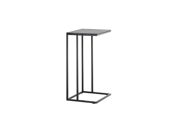 Beistelltisch >FARGO< in grau / schwarz, Metall / Glas - 40x70x35cm (BxHxT)