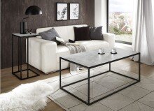 Beistelltisch >FARGO< in grau / schwarz, Metall / Glas - 40x70x35cm (BxHxT)