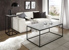Couchtisch >FARGO< in grau / schwarz, Metall / Glas - 110x45x60cm (BxHxT)