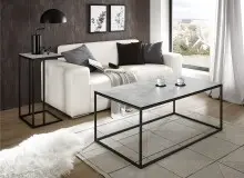 Couchtisch >FARGO< in grau / schwarz, Metall / Glas...