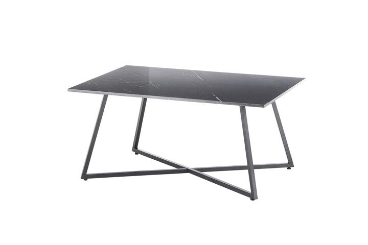 Couchtisch >MONTEVIDEO< in grau/ schwarz, Metall/ Marmor - 95x44x60cm (BxHxT)