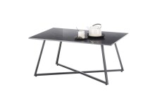 Couchtisch >MONTEVIDEO< in grau/ schwarz, Metall/ Marmor - 95x44x60cm (BxHxT)