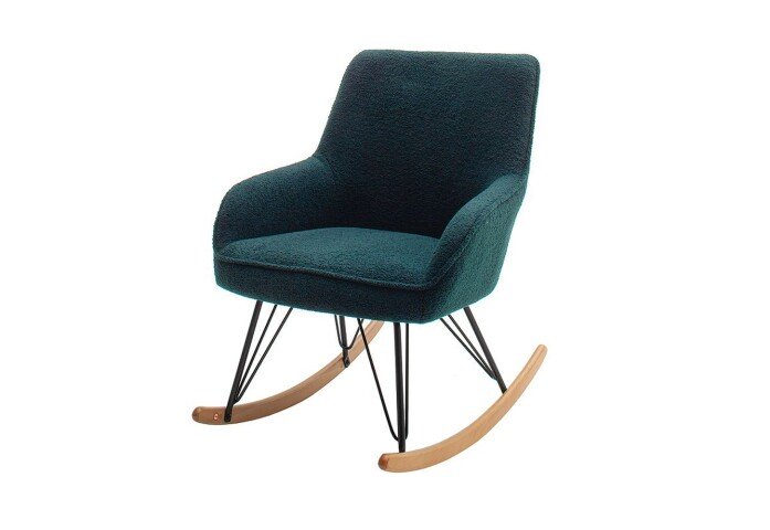 Schaukelstuhl >HOPKINS < in olive, Polyester/ Metall/ Buche - 69x91x80cm (BxHxT)