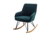 Schaukelstuhl >HOPKINS < in olive, Polyester/ Metall/ Buche - 69x91x80cm (BxHxT)