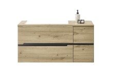 Waschbeckenunterschrank >Memphis< Grau / Artisan Eiche Dekor - 110x54x53cm (BxHxT)