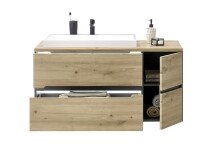 Waschbeckenunterschrank >Memphis< Grau / Artisan Eiche Dekor - 110x54x53cm (BxHxT)