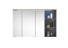 Badezimmerspiegelschrank >Memphis< Grau / Artisan Eiche Dekor - 110x70x20 (BxHxT)