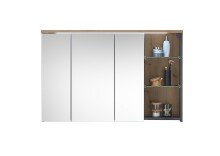 Badezimmerspiegelschrank >Memphis< Grau / Artisan Eiche Dekor - 110x70x20 (BxHxT)