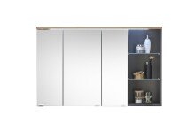 Badezimmerspiegelschrank >Memphis< Grau / Artisan Eiche Dekor - 110x70x20 (BxHxT)