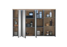 Badezimmerspiegelschrank >Memphis< Grau / Artisan Eiche Dekor - 110x70x20 (BxHxT)