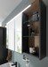 Badezimmerspiegelschrank >Memphis< Grau / Artisan Eiche Dekor - 110x70x20 (BxHxT)
