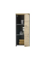 Hängeschrank >Memphis< Grau / Artisan Eiche Dekor - 30x70x23cm (BxHxT)