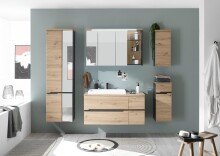 Hängeschrank >Memphis< Grau / Artisan Eiche Dekor - 30x70x23cm (BxHxT)