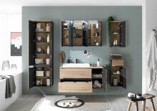 Hängeschrank >Memphis< Grau / Artisan Eiche Dekor - 30x70x23cm (BxHxT)