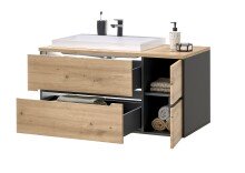 Badezimmer-Set >Memphis< (5-tlg. ) Grau / Artisan Eiche Dekor - 230x176x53 (BxHxT)