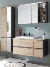 Badezimmer-Set >Memphis< (3-tlg. ) Grau / Artisan Eiche Dekor - 180x176x53 (BxHxT)