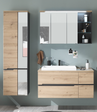 Badezimmer-Set >Memphis< (3-tlg. ) Grau / Artisan Eiche Dekor - 180x176x53 (BxHxT)