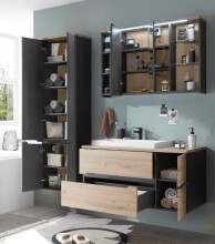 Badezimmer-Set >Memphis< (3-tlg. ) Grau / Artisan Eiche Dekor - 180x176x53 (BxHxT)