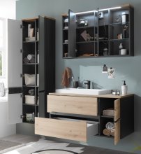 Badezimmer-Set >Memphis< (3-tlg. ) Grau / Artisan Eiche Dekor - 180x176x53 (BxHxT)