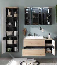 Badezimmer-Set >Memphis< (3-tlg. ) Grau / Artisan Eiche Dekor - 180x176x53 (BxHxT)