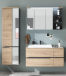 Badezimmer-Set >Memphis< (3-tlg. ) Grau / Artisan Eiche Dekor - 180x176x53 (BxHxT)
