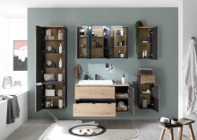 Badezimmer-Set >Memphis< (4-tlg. ) Grau / Artisan Eiche Dekor - 160x176x53 (BxHxT)