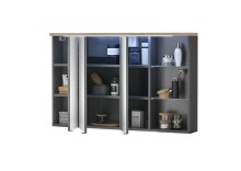 Badezimmer-Set >Memphis< (4-tlg. ) Grau / Artisan Eiche Dekor - 160x176x53 (BxHxT)