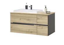 Badezimmer-Set >Memphis< (4-tlg. ) Grau / Artisan Eiche Dekor - 160x176x53 (BxHxT)