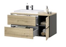 Badezimmer-Set >Memphis< (2-tlg. ) Grau / Artisan Eiche Dekor - 110x176x53 (BxHxT)