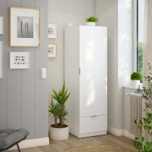 Kleiderschrank >GARONA< 1 Tür, 1 Schublade, in Weiß - 50x170x51 (BxHxT)