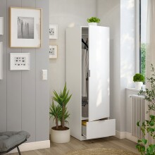 Kleiderschrank >GARONA< 1 Tür, 1 Schublade, in Weiß - 50x170x51 (BxHxT)