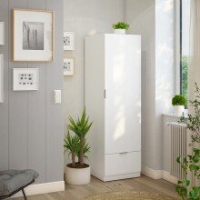Kleiderschrank >GARONA< 1 Tür, 1 Schublade, in Weiß - 50x170x51 (BxHxT)