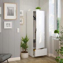 Kleiderschrank >GARONA< 1 Tür, 1 Schublade, in Weiß - 50x170x51 (BxHxT)