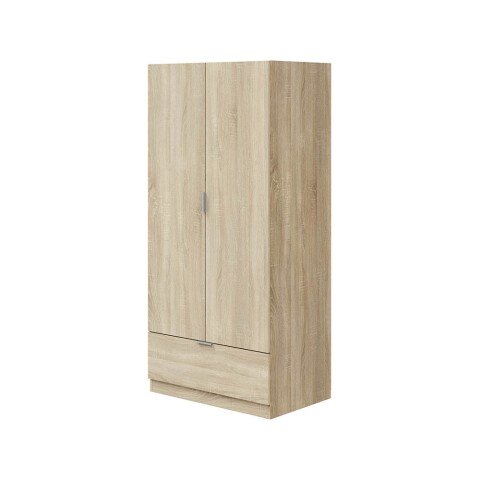 Kleiderschrank >GARONA< 2 Türen, 1 Schublade, in Canadian Eiche Dekor - 80x170x51 (BxHxT)