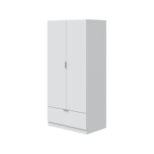 Kleiderschrank >GARONA< 2 Türen, 1 Schublade, in Weiß - 80x170x51 (BxHxT)