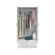 Kleiderschrank >GARONA< 2 Türen, 1 Schublade, in Weiß - 80x170x51 (BxHxT)